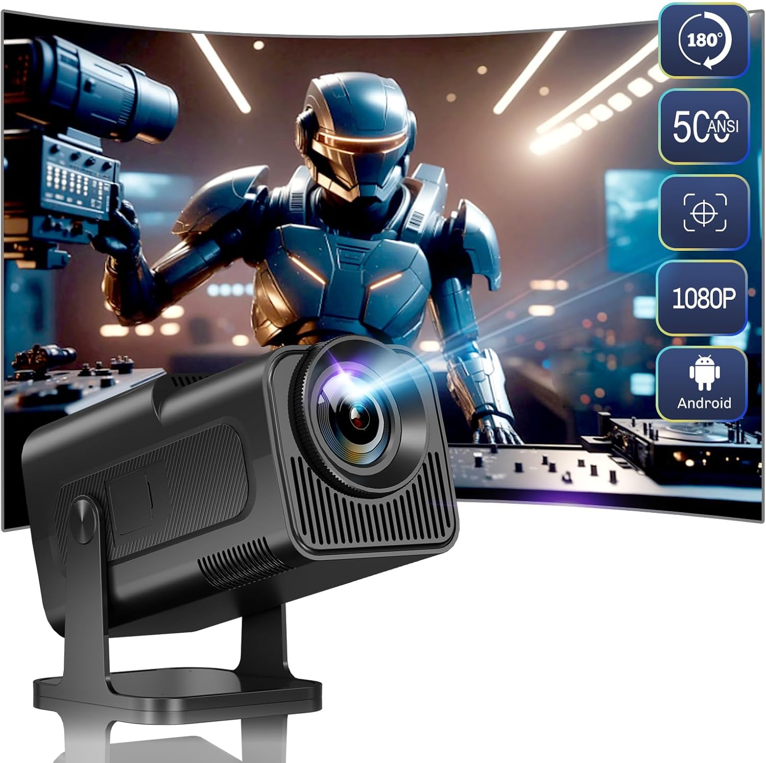 Portable Ceiling Projector - Full HD 1080P, WiFi, Bluetooth