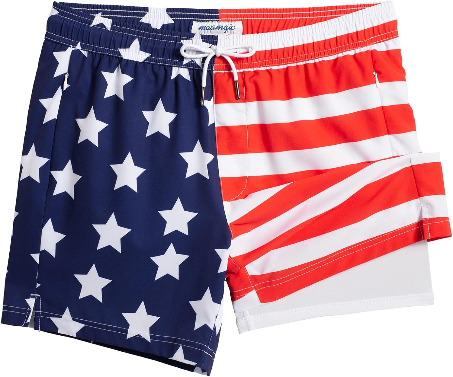 maamgic Mens Swim Trunks with Compression Liner for Comfort