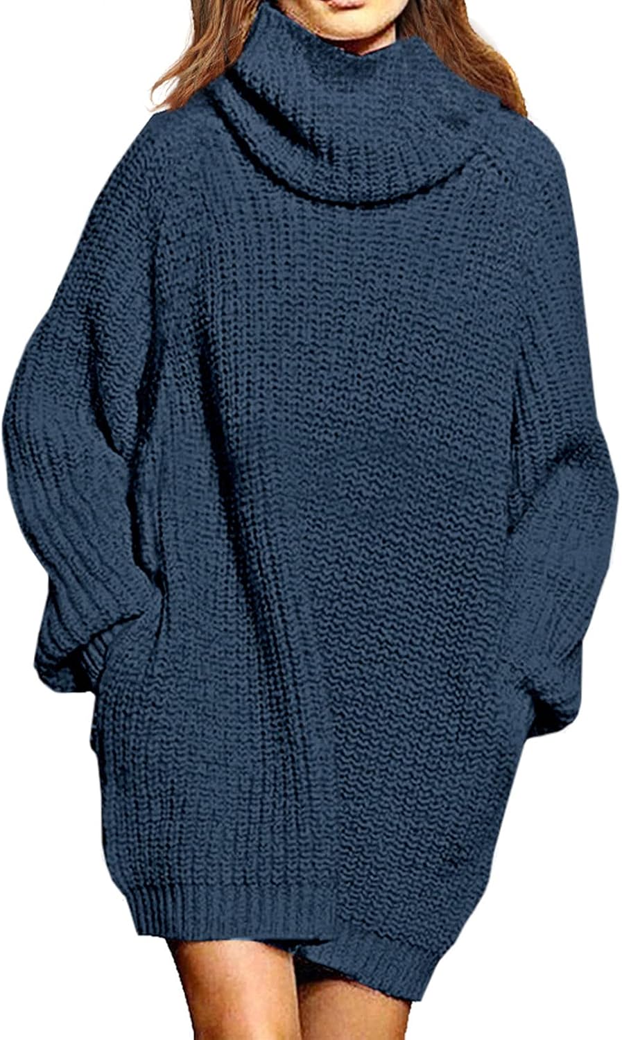 Pink Queen Women's Oversize Turtleneck Sweater Dress for All