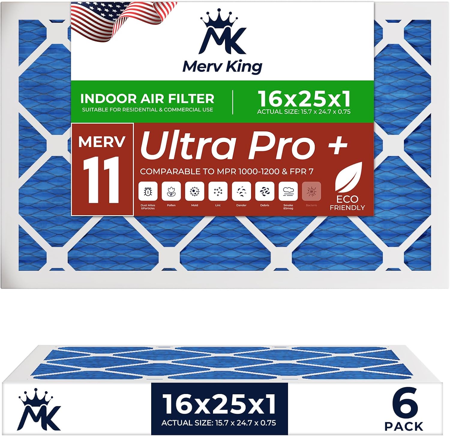 MervKing 16x25x1 Air Filter - MERV 11 for Clean Air Quality