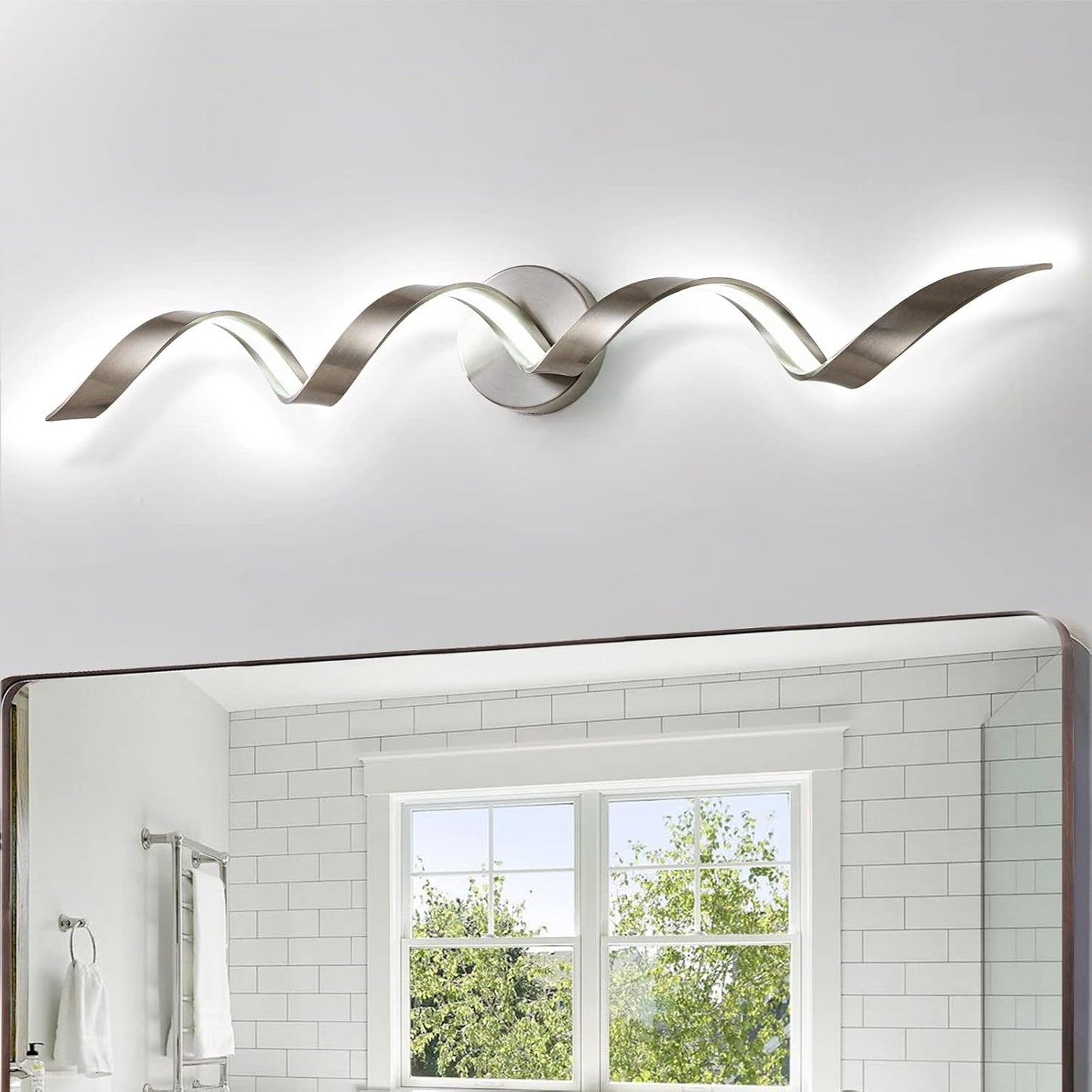 Dimmable Modern LED Bathroom Vanity Light 32 inch Spiral Design