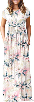 Women Short Sleeve Loose Maxi Dress - Comfortable Everyday Long Dress