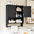 Black Bathroom Cabinet with Towel Rack - Compact Wall Storage