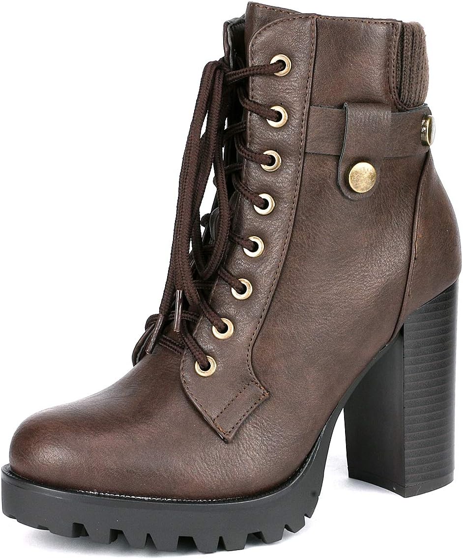 DREAM PAIRS Women's Lace Up Combat Ankle Boots for Style