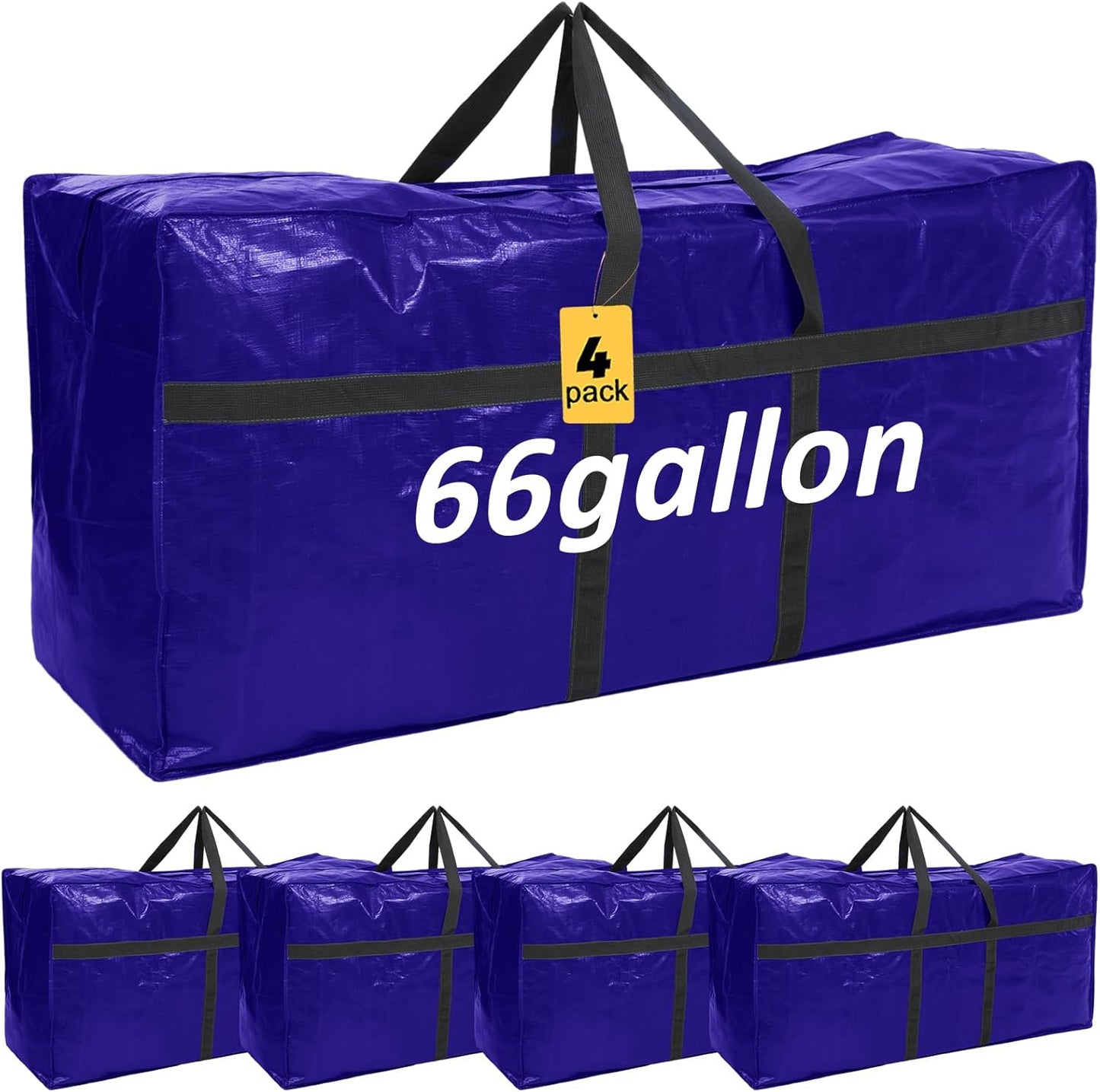4 Pcs 66 Gallon Large Moving Bags for Storage and Travel