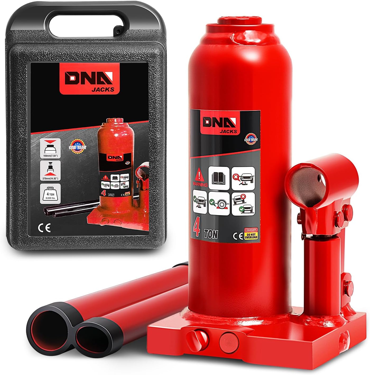 DNA MOTORING 4 Tons Hydraulic Bottle Jack for Vehicles
