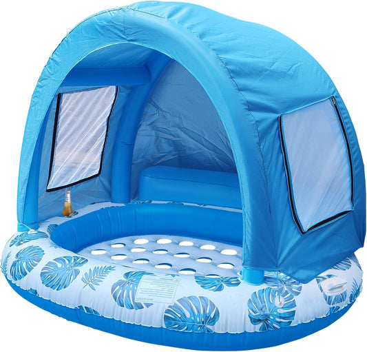 Floating Island Pool Float with Canopy for 2 Adults, 70 x 60 in