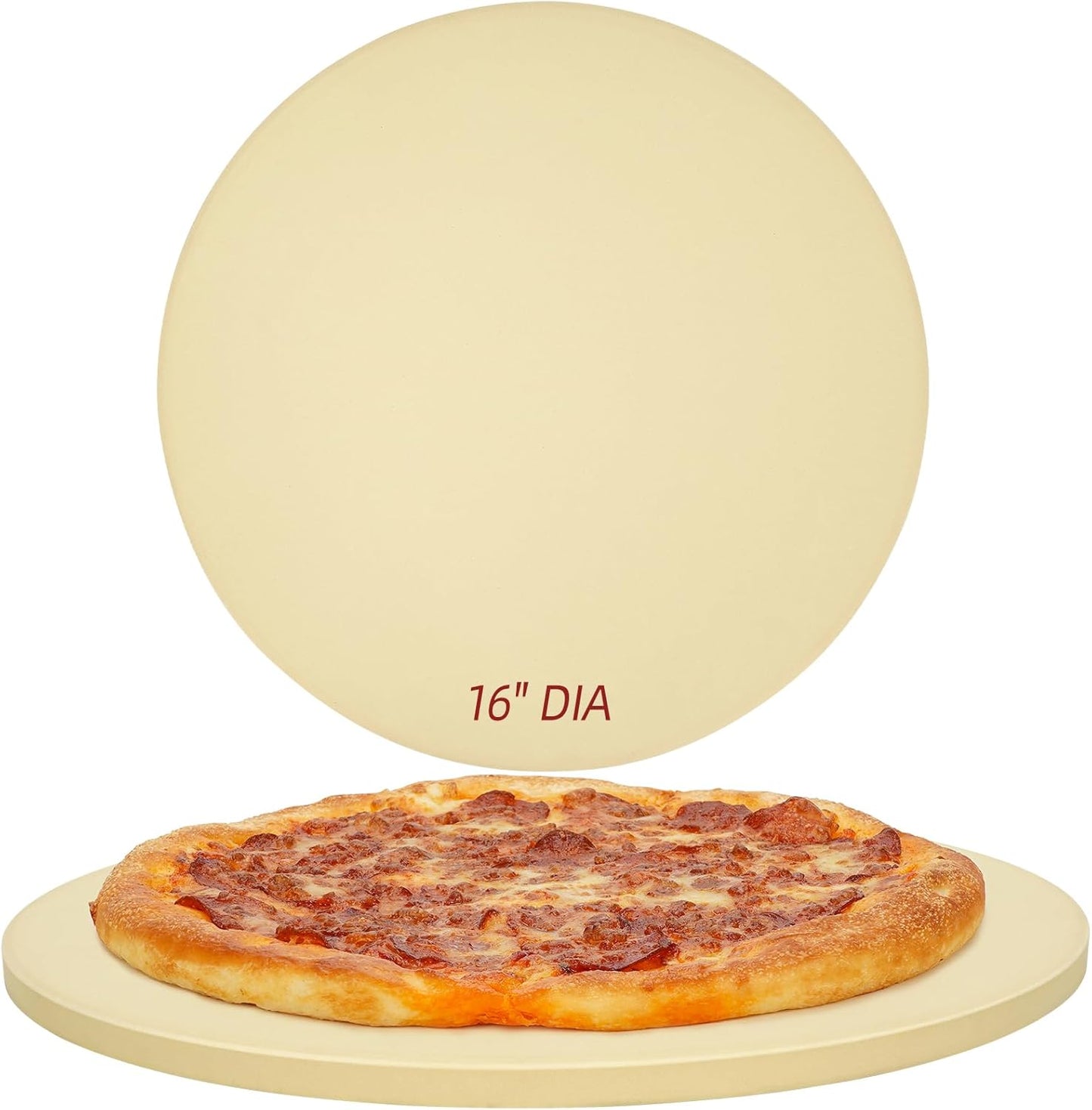 Round Pizza Stone for Grill and Oven - 16 in Heavy-Duty Baking