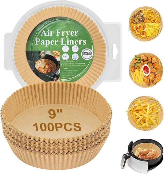 100Pcs 9 Air Fryer Liners - Non-stick & Oil-proof