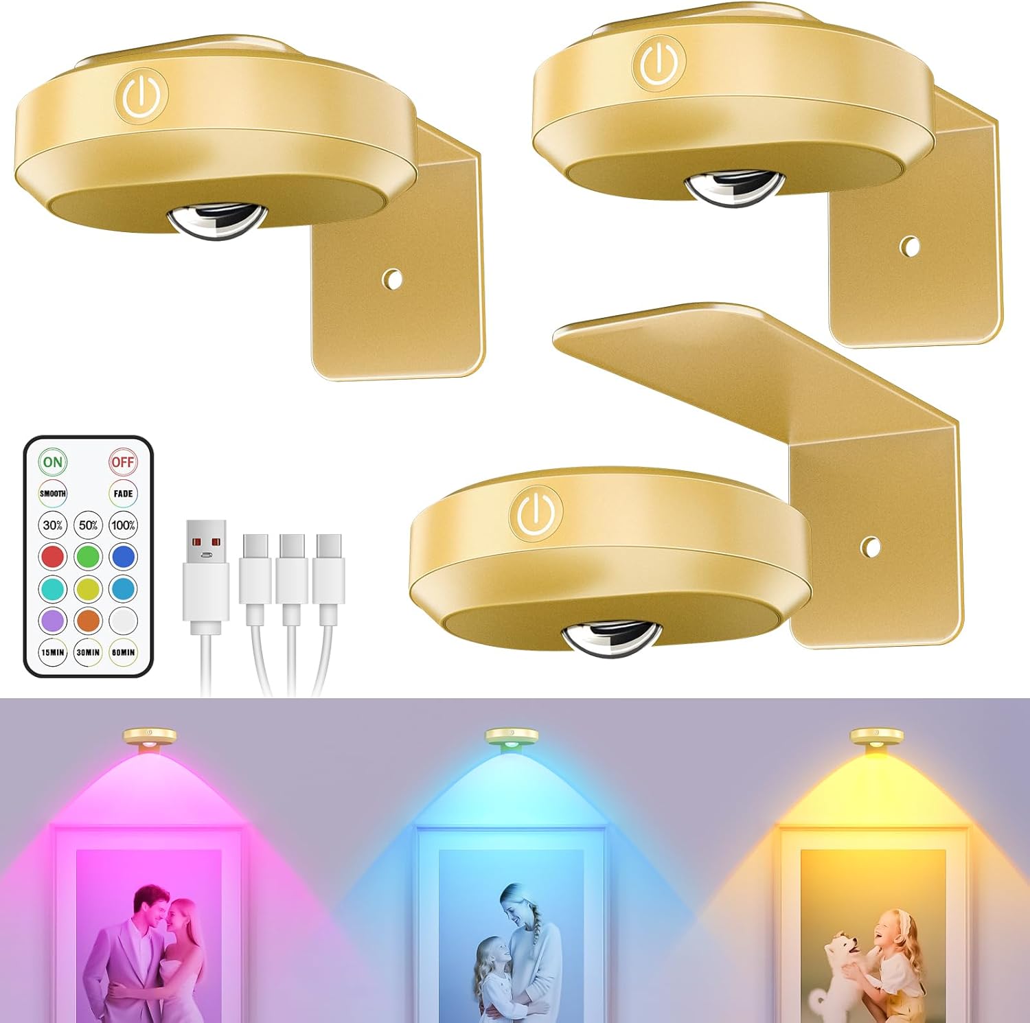 WILLED Wireless Picture Lights with Remote for Art Display