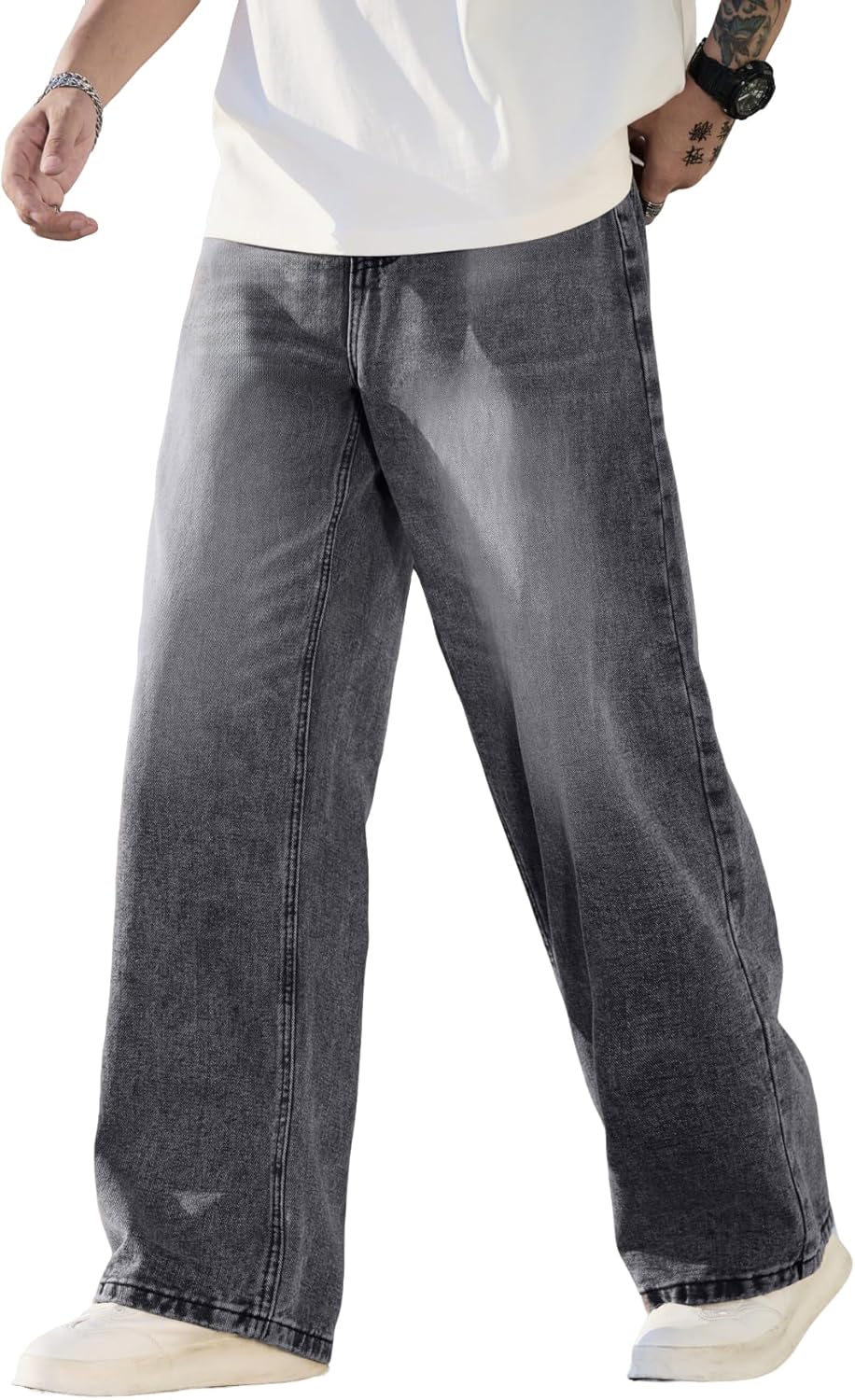 Mens Wide Leg Baggy Jeans for Casual Fashion and Comfort