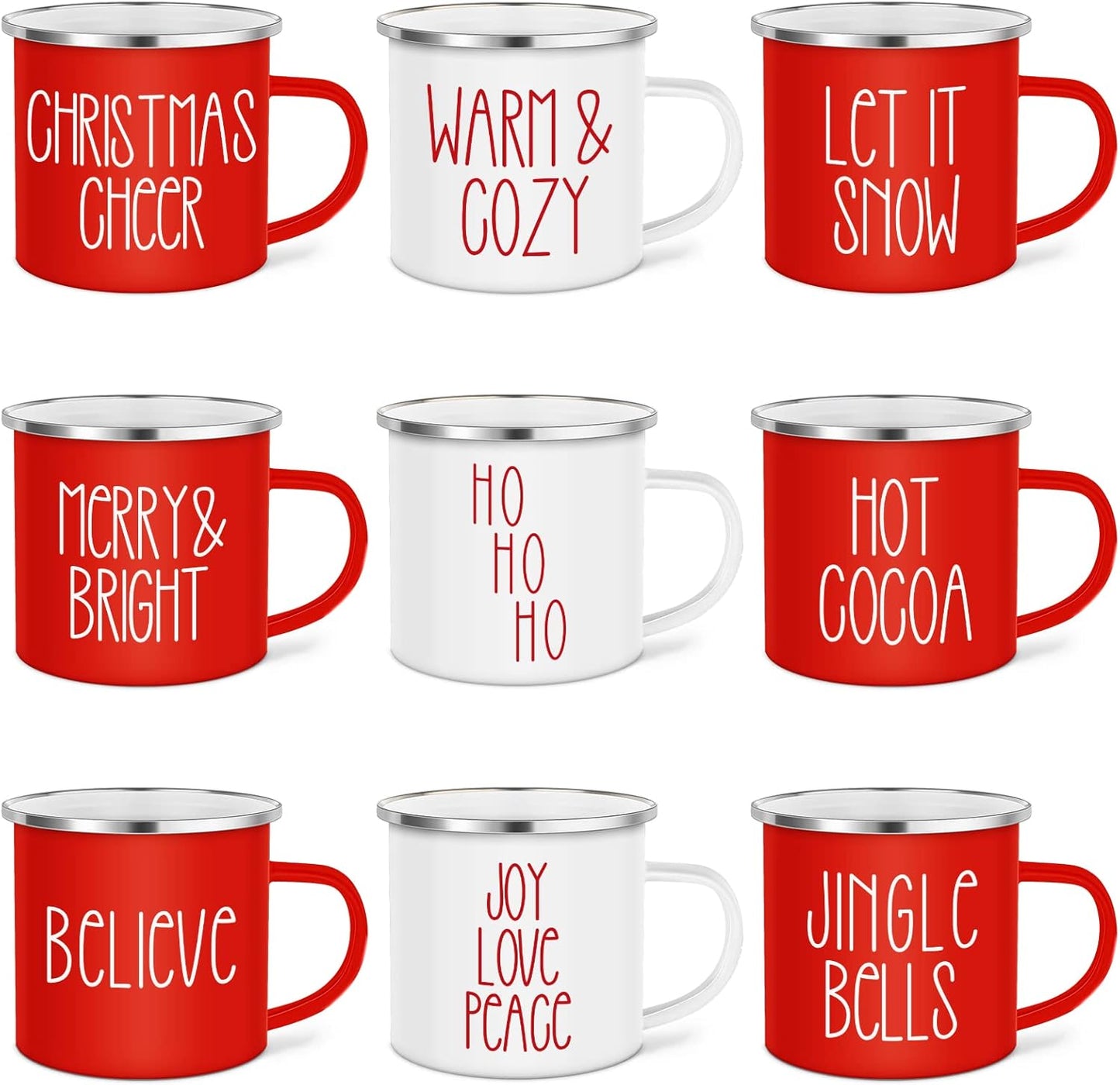 Sieral 9 Pcs Christmas Gifts Enamel Coffee Mugs for Holidays