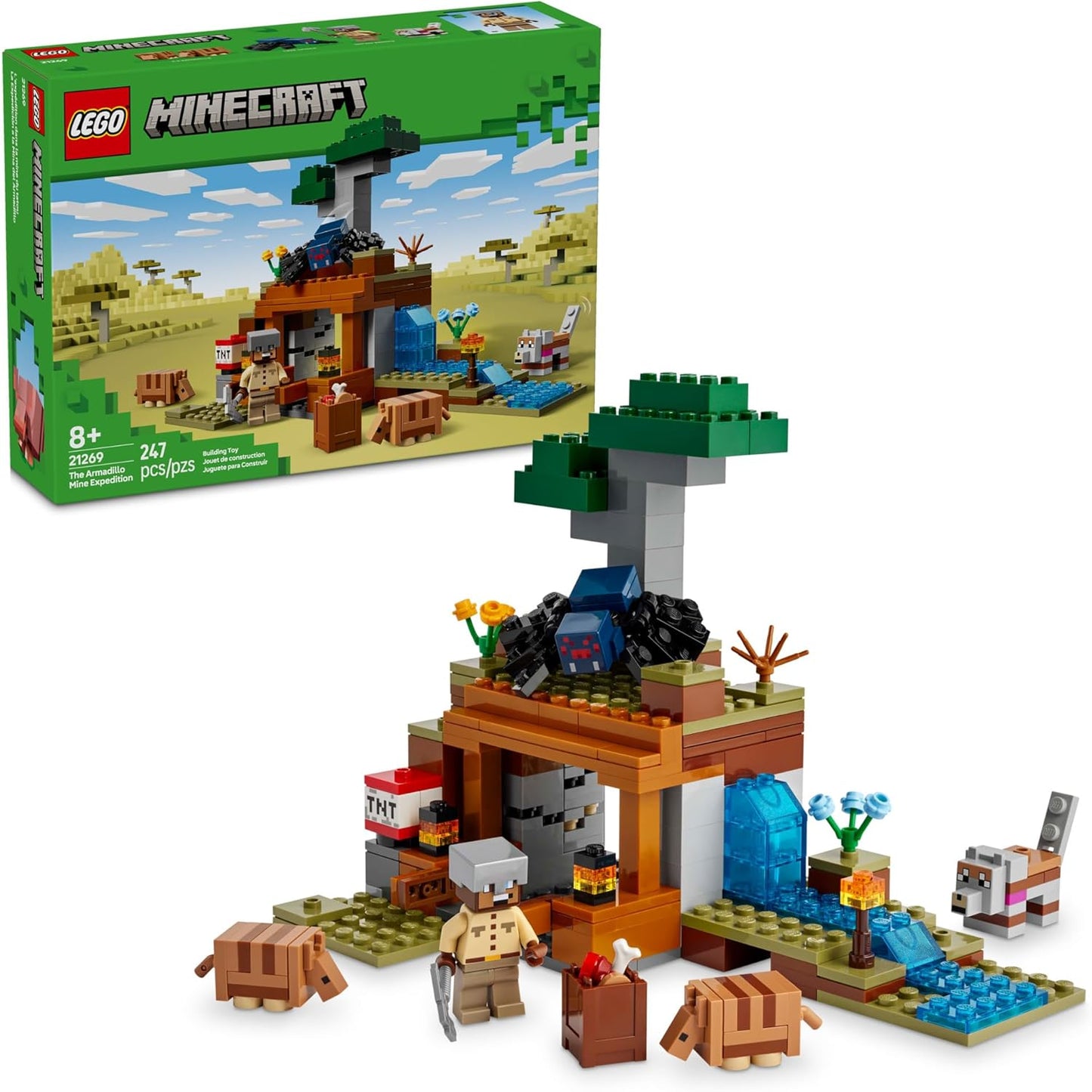 LEGO Minecraft Armadillo Mine Expedition - Building Fun for Kids 8+ - Gaming Figures for Pretend Play