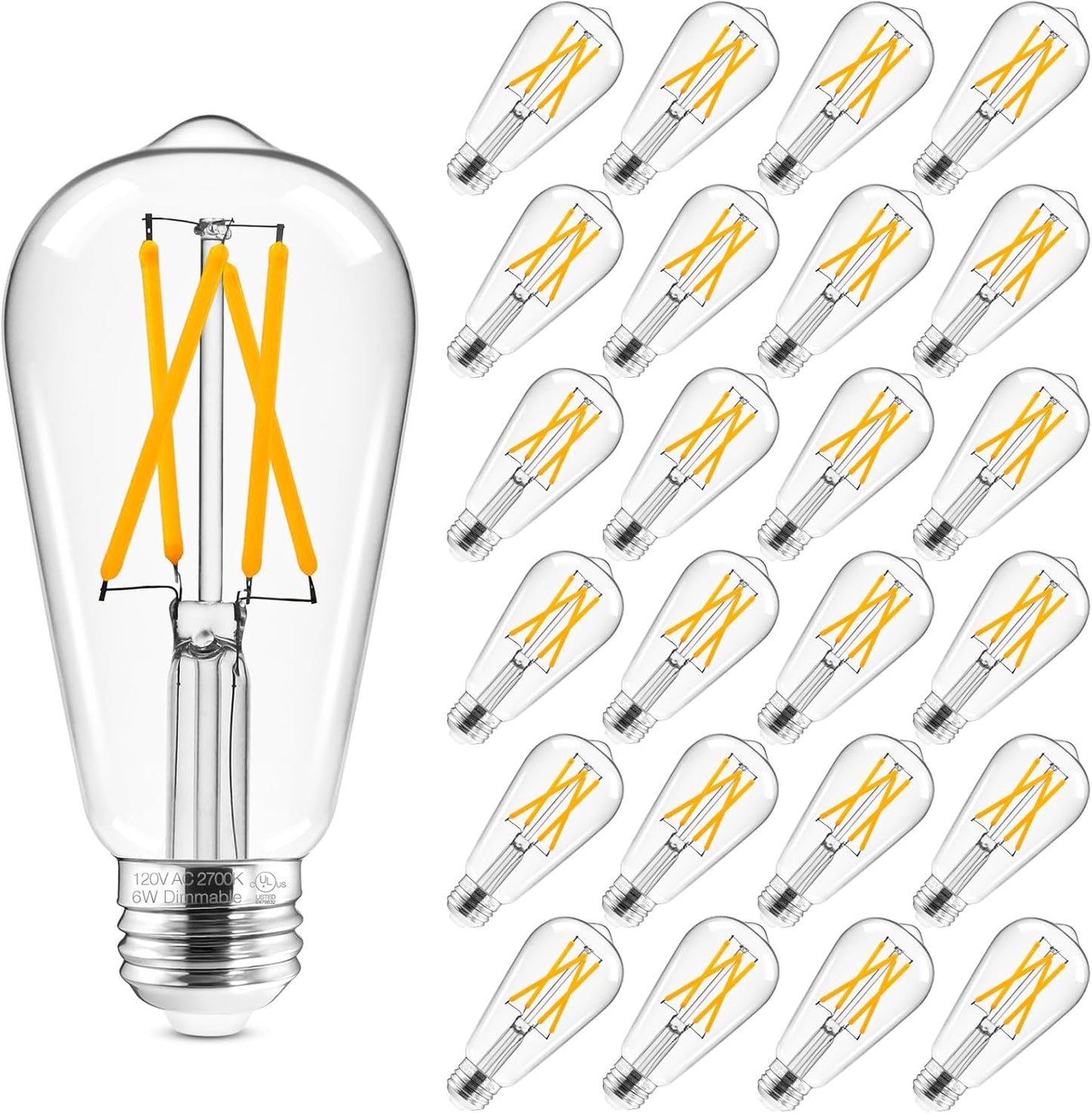 Hizashi Vintage Edison Bulb Dimmable 6W Equivalent 60W LED