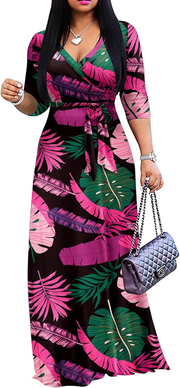 FANDEE Plus Size Maxi Dress for Women Casual Summer Sundress