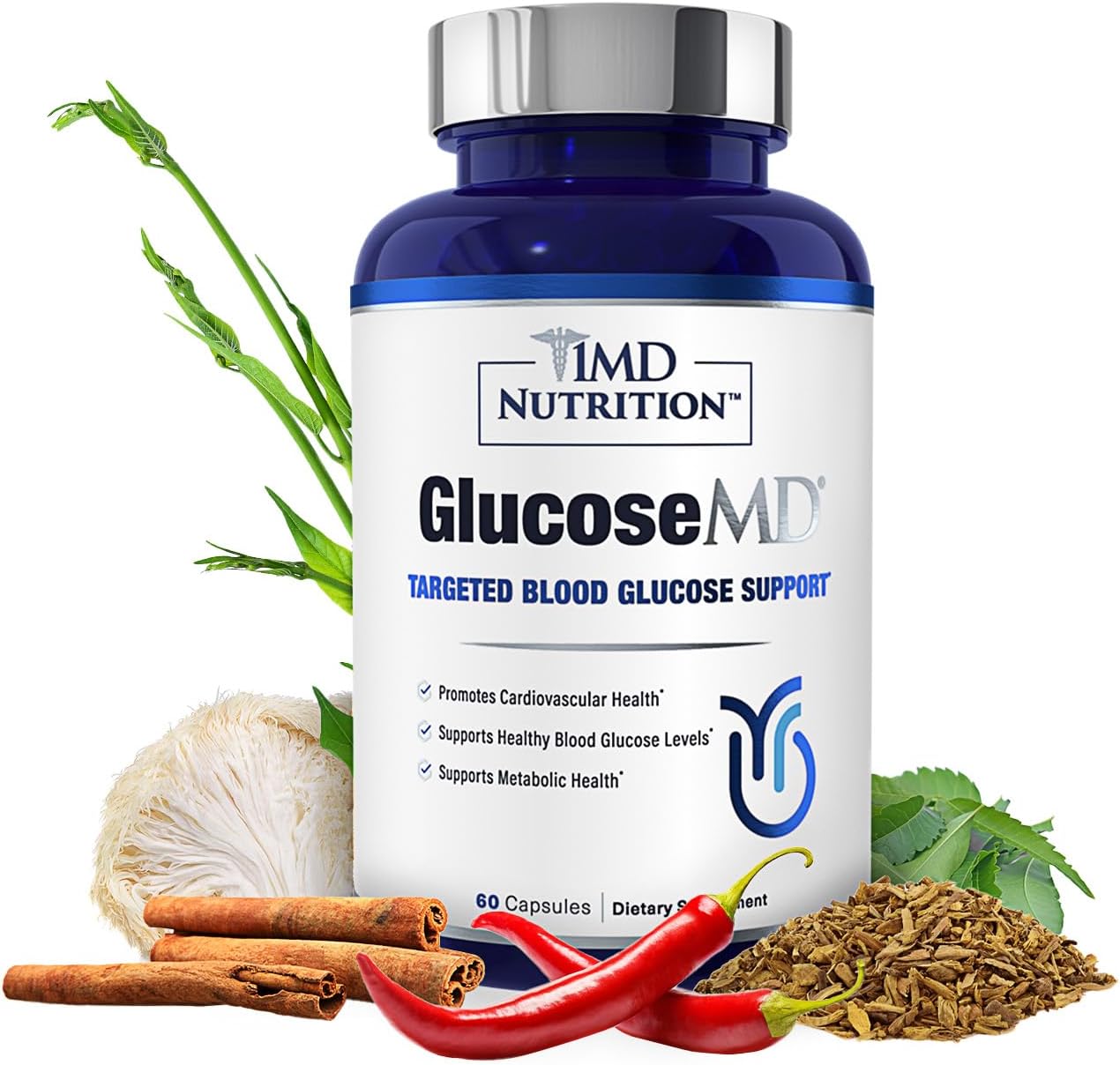 1MD Nutrition GlucoseMD with Cinnamon, Berberine & More - 60 Caps