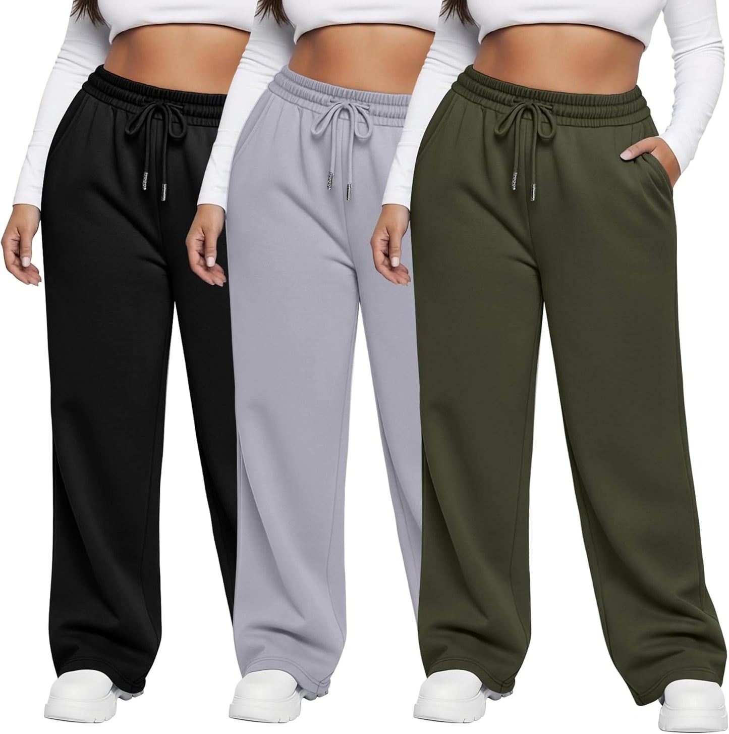 Neer Women's Plus Size Sweatpants Wide Leg Cargo Lounge Pants