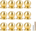 Round Solid Brass Cabinet Knobs 1 in Gold - 12pcs Set