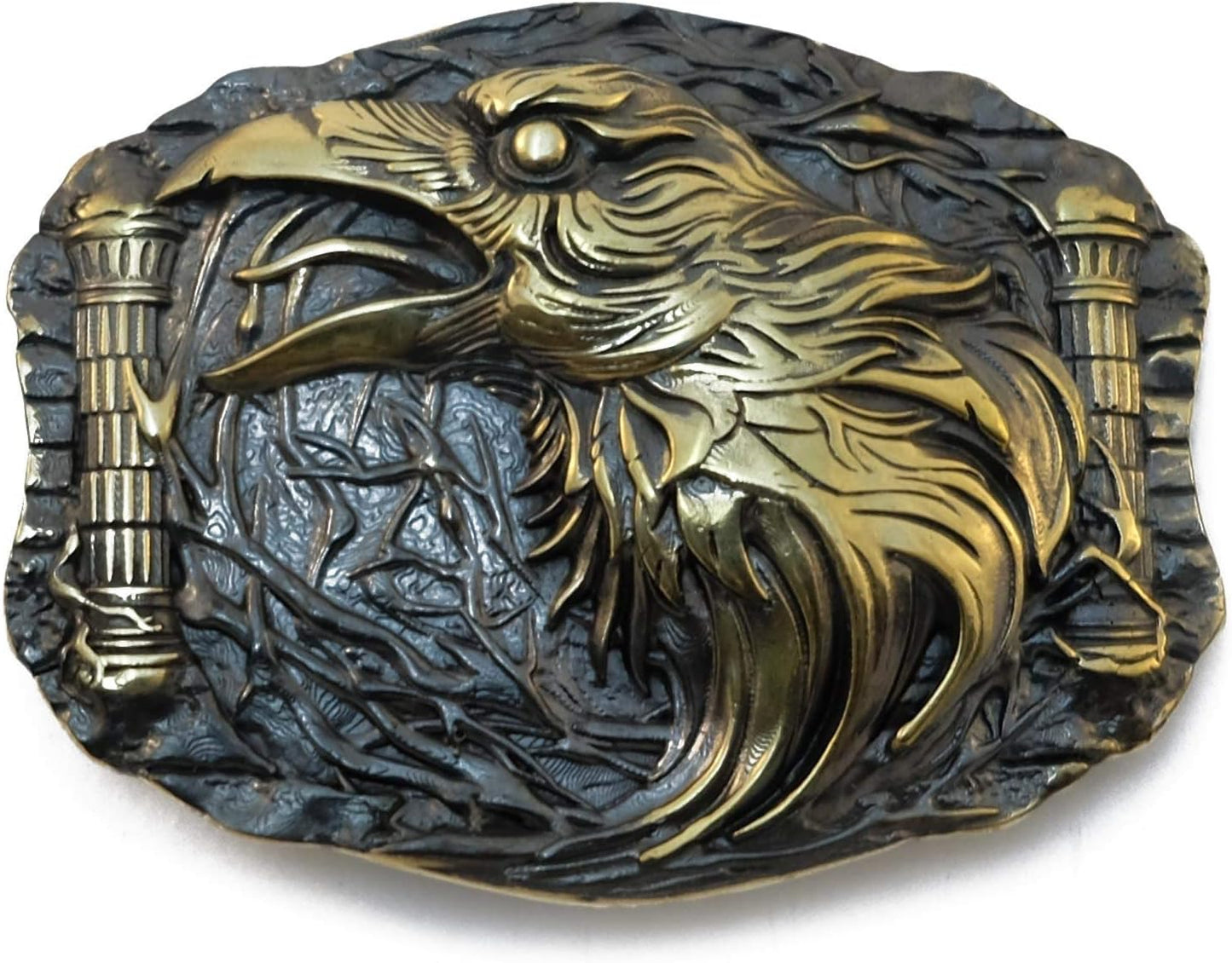 Handmade Viking Huggin And Munnin Ravens Solid Brass Belt Buckle