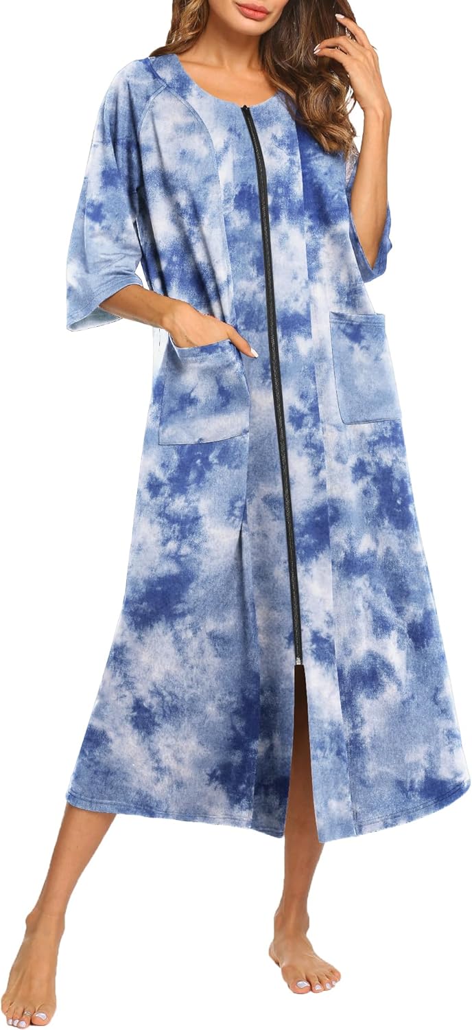 Ekouaer Women's Zipper Robe for Comfort and Style at Home