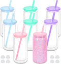 16 oz Snow Globe Tumbler 8 Pack - Double Wall Plastic DIY Cups
