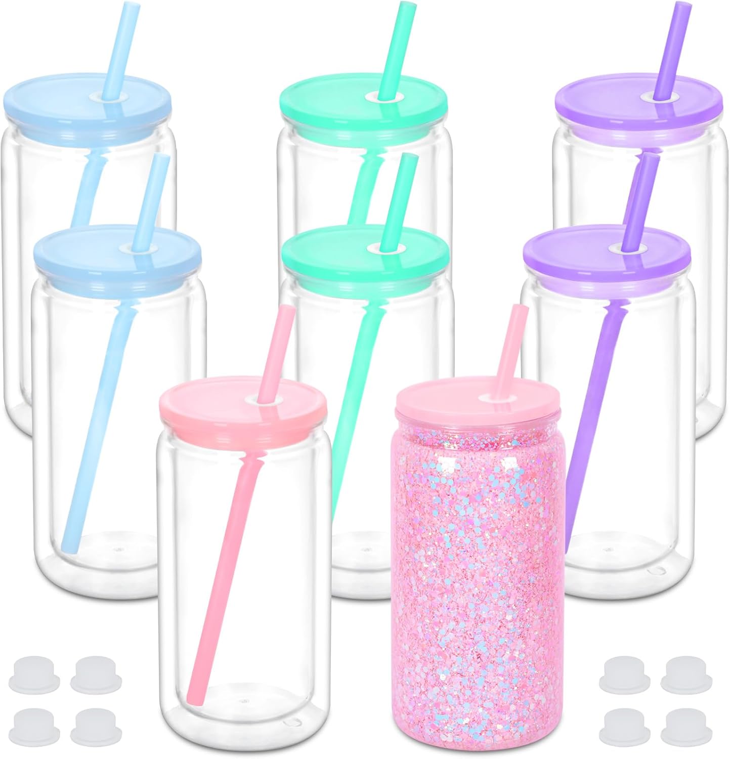 16 oz Plastic Snow Globe Tumbler Set for Creative DIY Fun