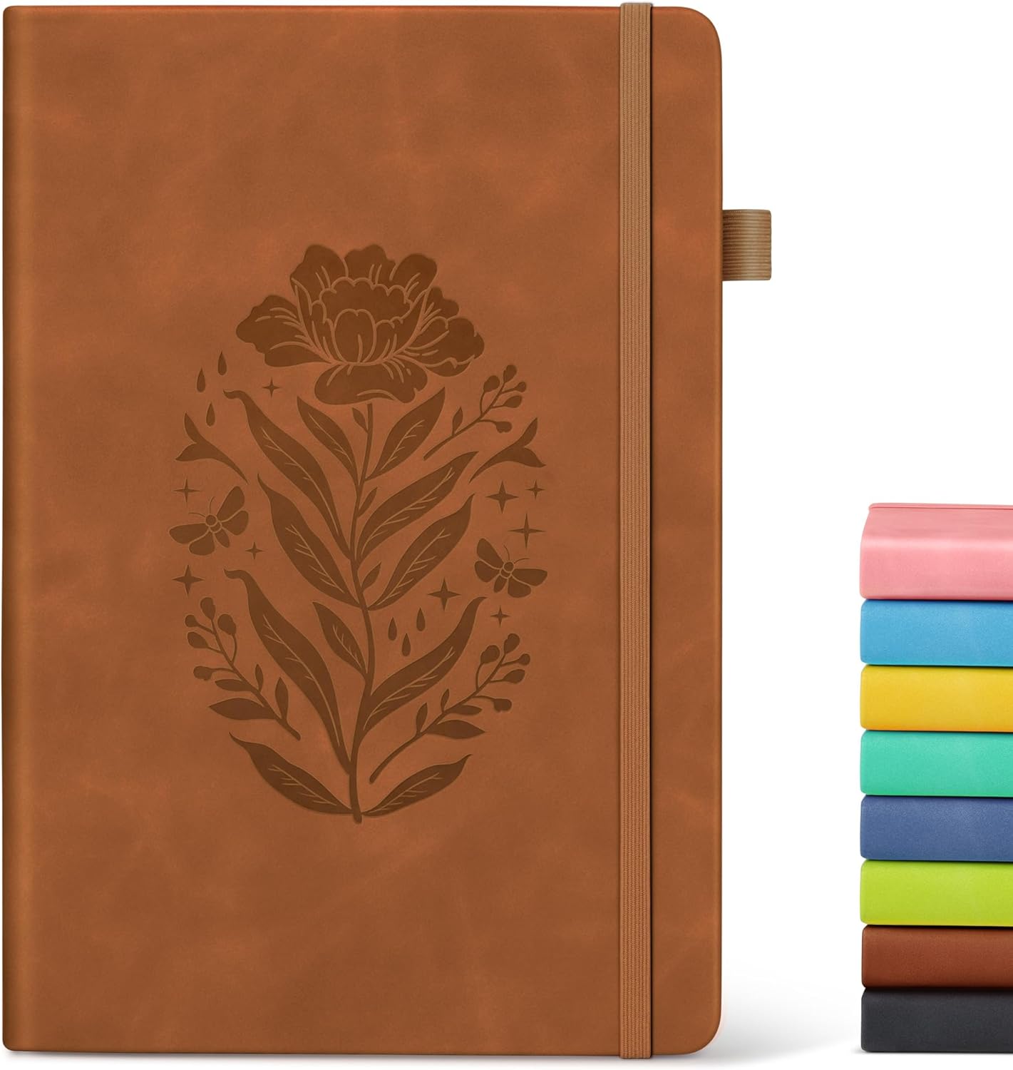 200pg Brown Leather Journal, College Ruled, Portable