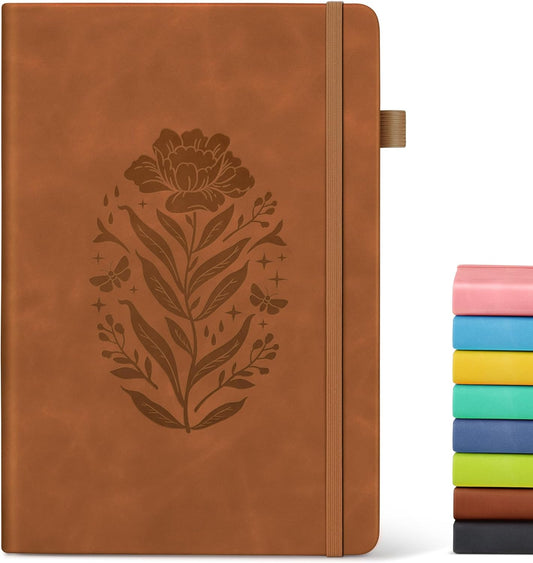 200pg Brown Leather Journal, College Ruled, Portable