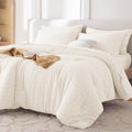 MUXHOMO 7 Piece King Comforter Set, Seersucker Bed in a Bag - All