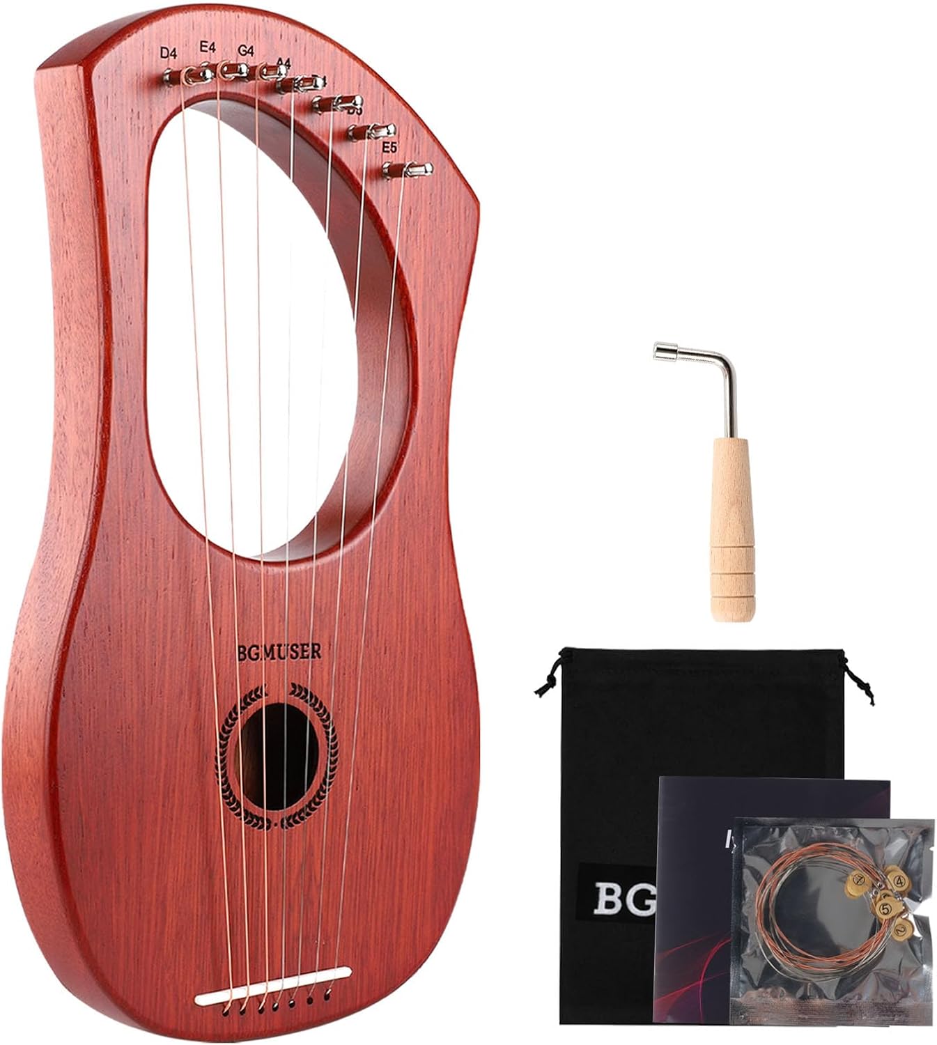 Lyre Harp 7 Strings for Beginners with Bag and Tuning Wrench