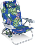 Folding Beach Chair for Adults - Low 10.65in Reclining Sand Chair