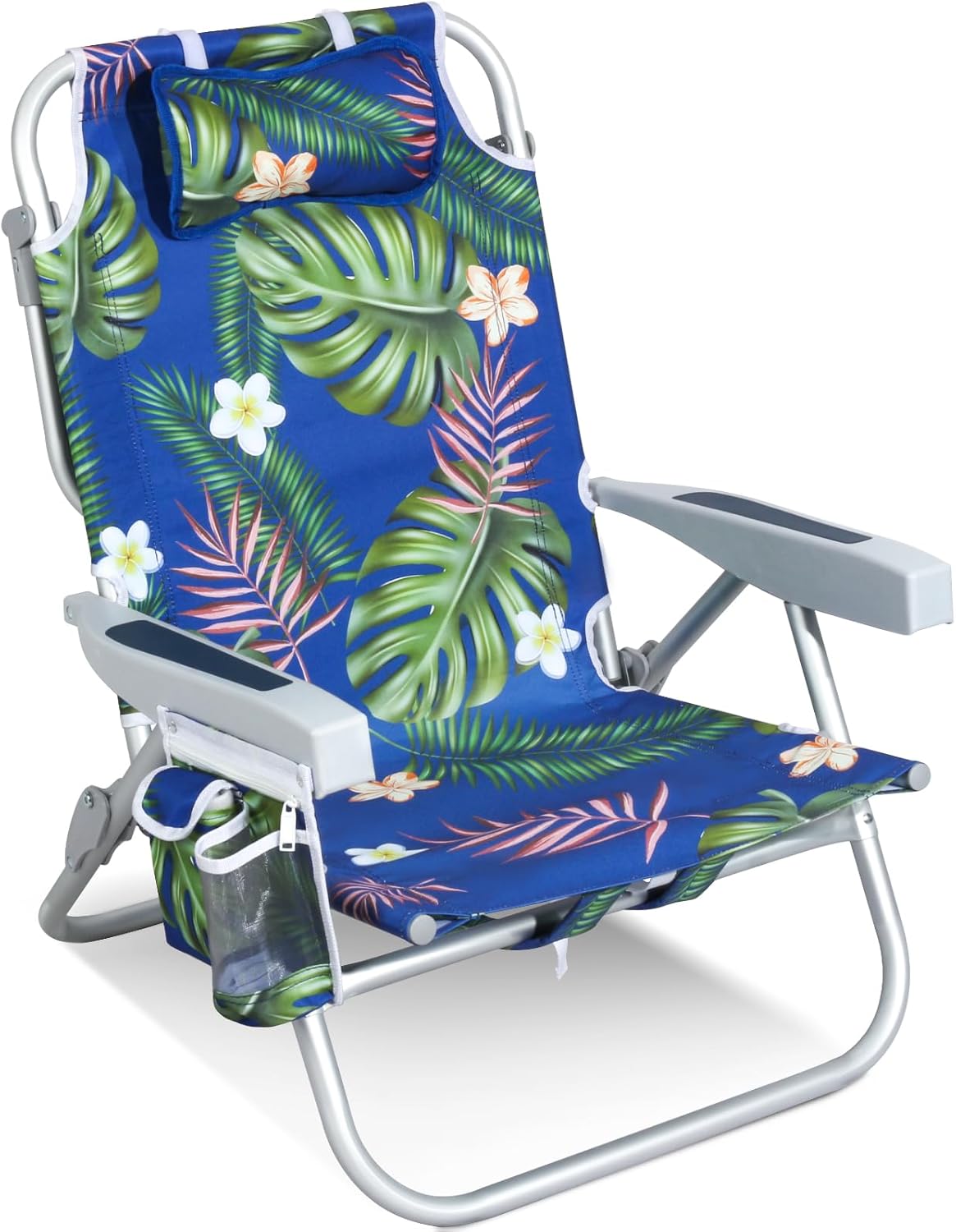 Portable Low Sand Beach Chair, 5-Position Recline, Supports 300lbs - Travel in Style!