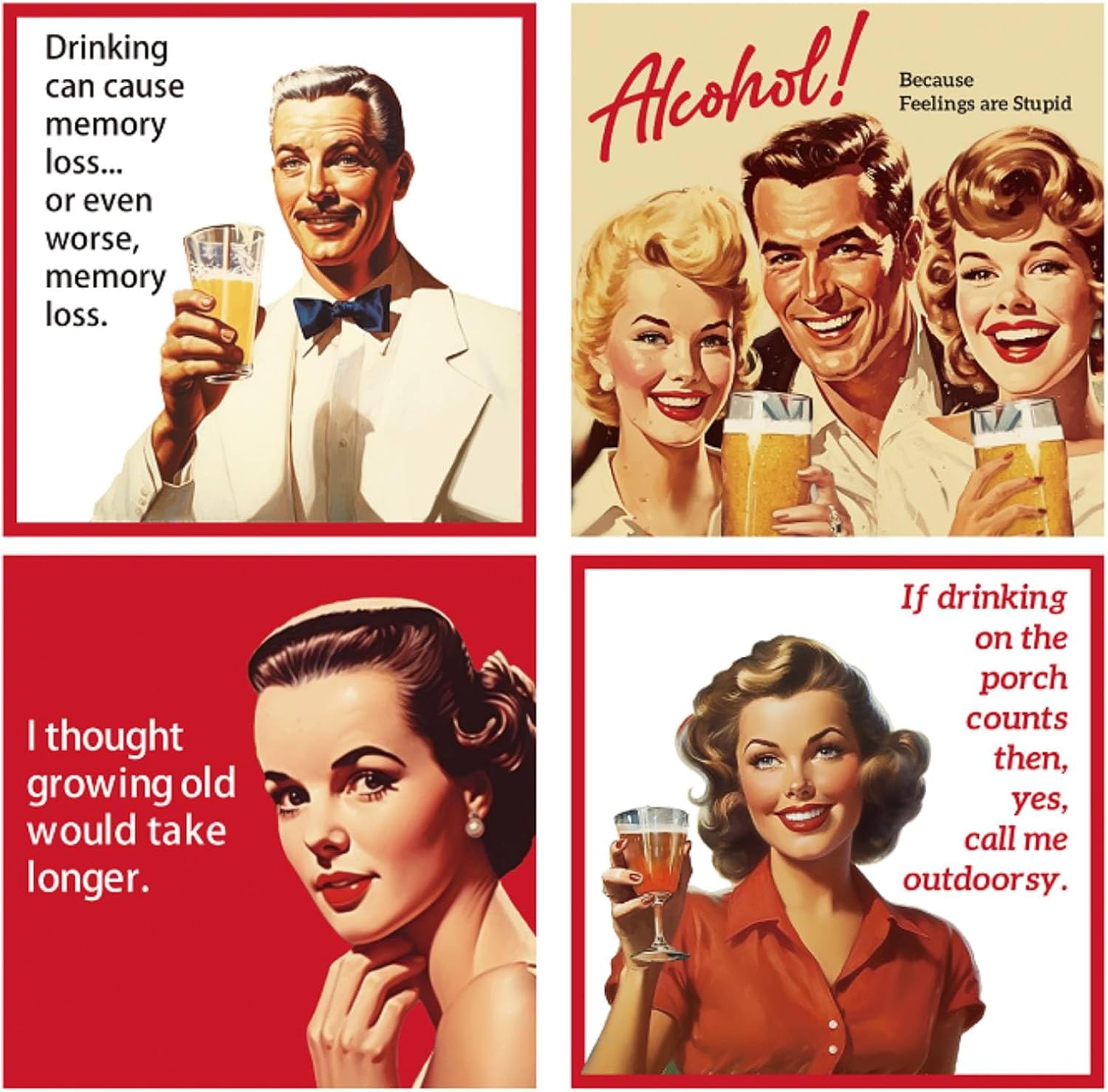 100 Funny Cocktail Napkins - Retro Holiday Decor for Adults - Watersay