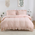 Ruffle Duvet Cover King Size 3PCS - Soft Washed Microfiber Ruffled Set