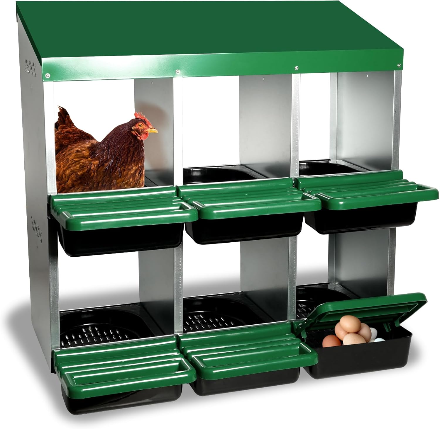 Chicken Nesting Box with 6 Compartments for Egg Laying Hens