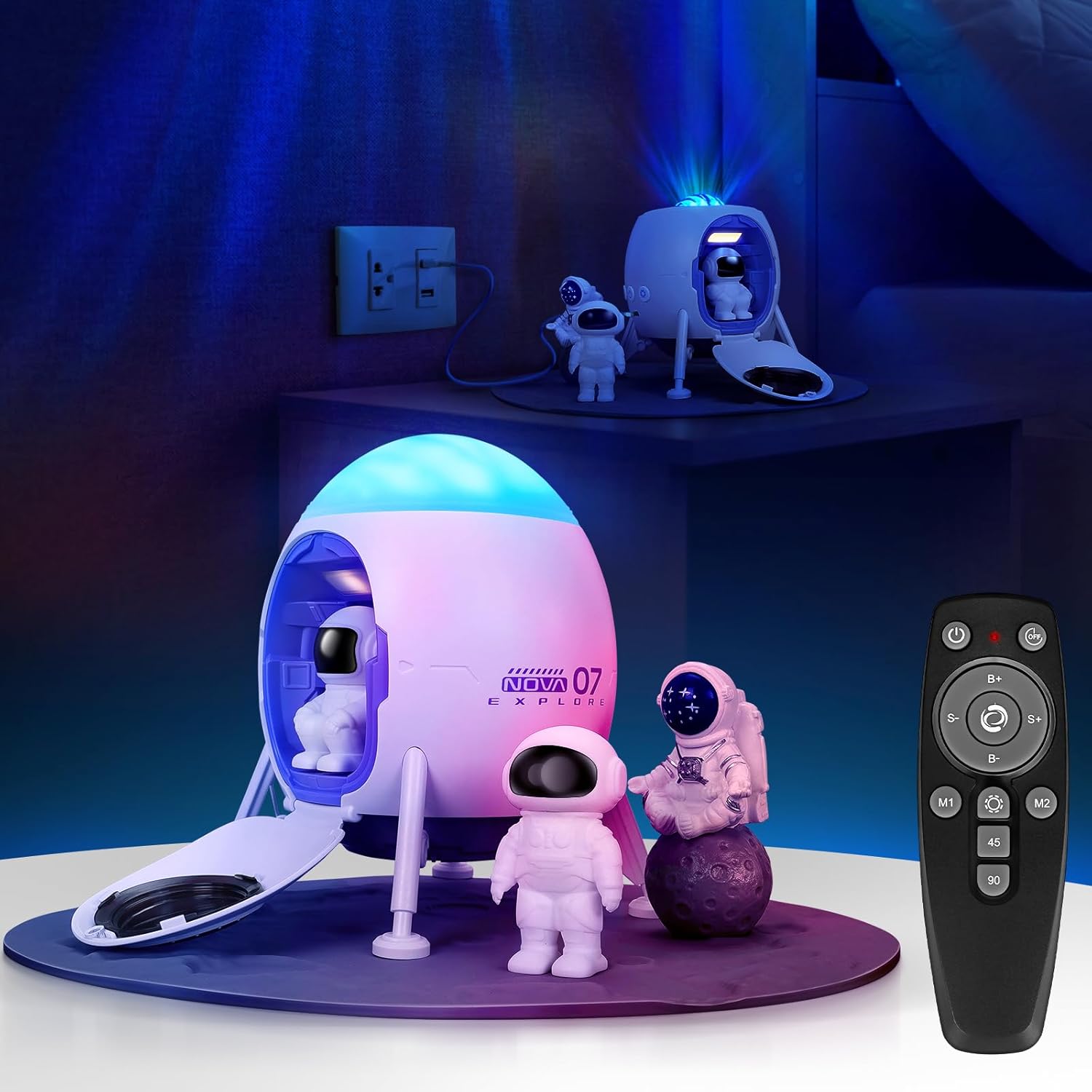 Space-themed Aurora Night Light w/ Astronauts