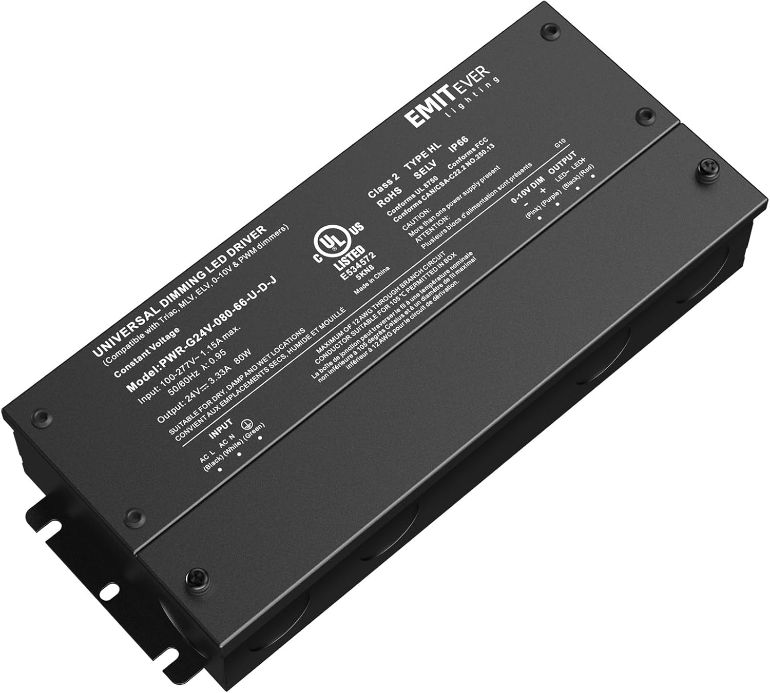 EMITEVER Dimmable Led Driver 80W Waterproof Transformer for Dimming