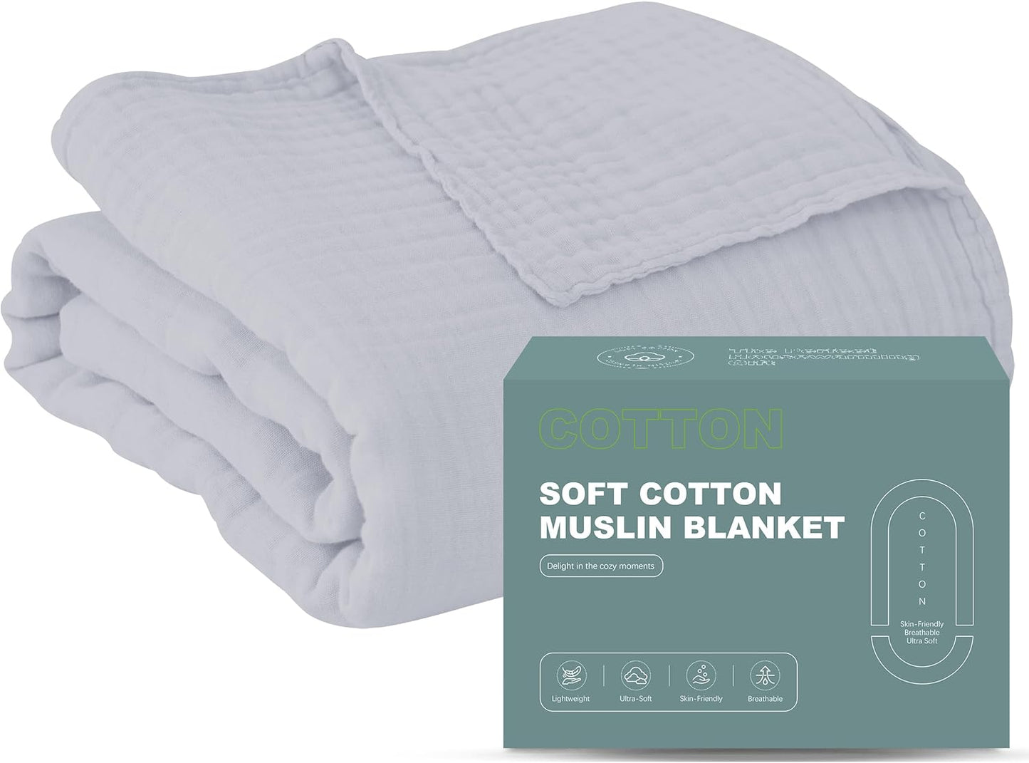 Cosy Family 4 Layer Muslin Bed Blanket - Soft Cotton Comfort