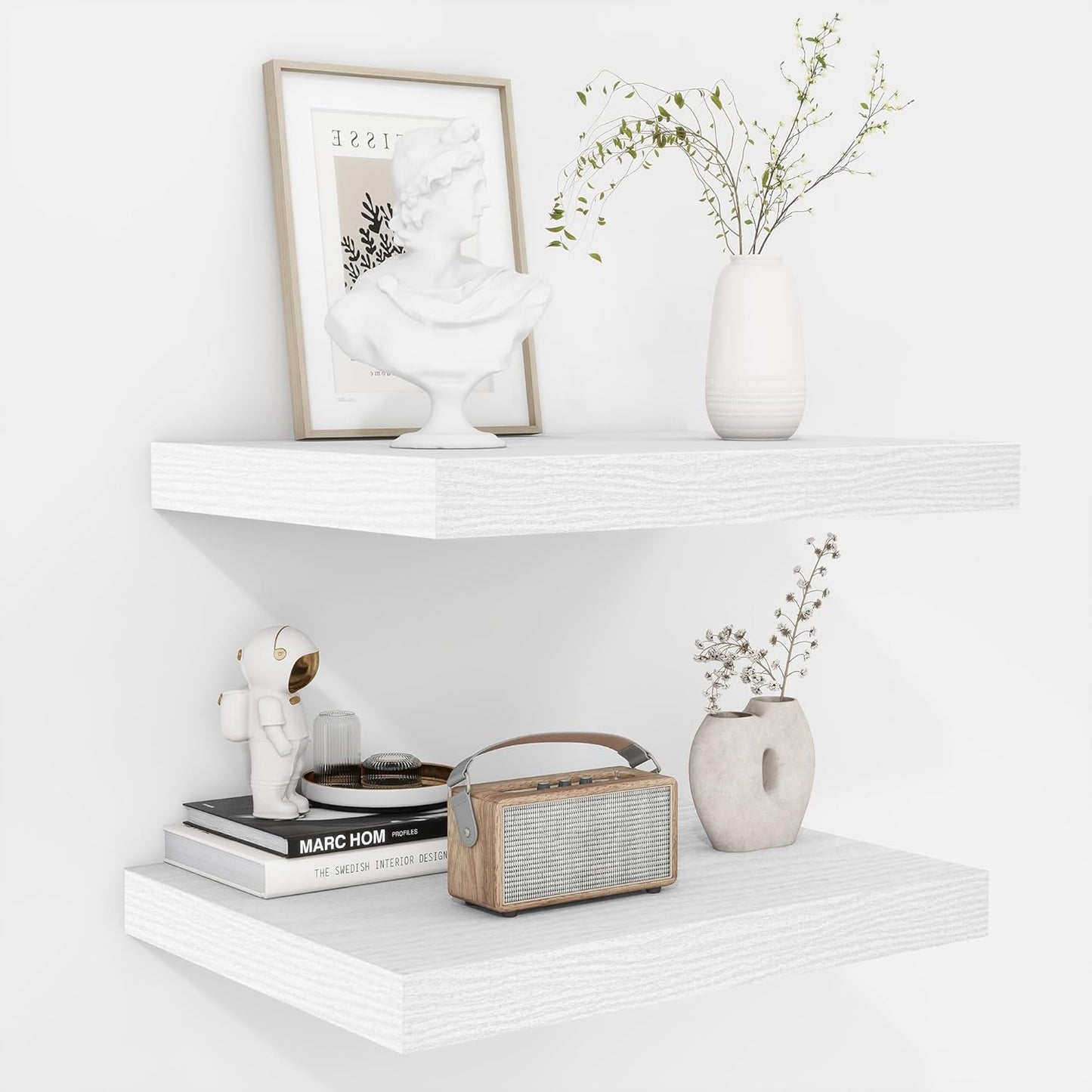 Rustic Wooden Floating Shelves - 2 Pack 12 Inch Deep Storage