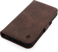 Porter Riley Leather Case for iPhone 16 - Wallet Stand, Chocolate
