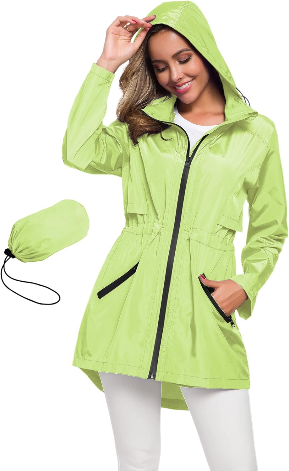 Avoogue Women's Long Raincoat: Lightweight Waterproof Jacket