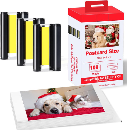 Compatible Canon Selphy CP1500 Ink and Paper Bundle for Printing