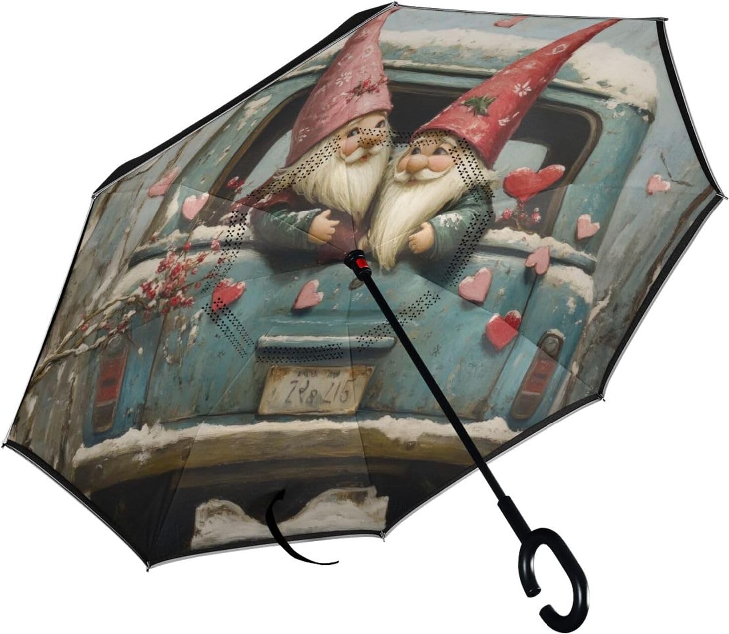 FLildon Valentine's Gnomes Upside Down Umbrella