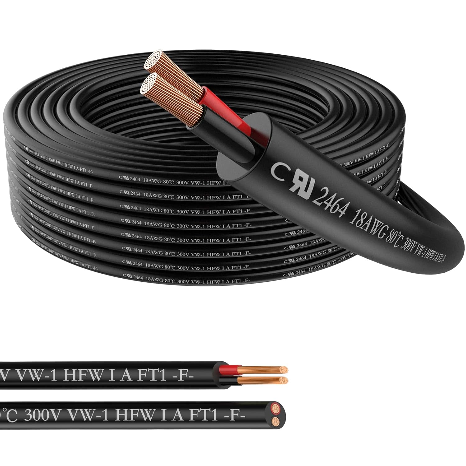 18 Gauge 2 Conductor Electrical Wire Stranded PVC Red & Black