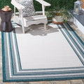 Courtyard Collection 4 ft x 5 ft7 in Ivory Teal Outdoor Rug - Durable