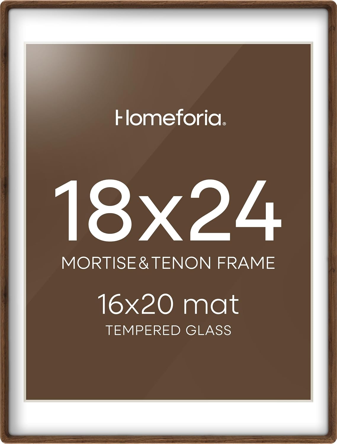 Elegant 18x24 Brown Wood Picture Frame with Mat for Wall Art
