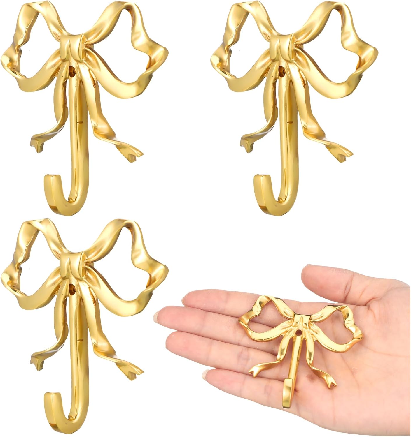 Gold Bow Knot Hooks Set - Elegant Valentine's Day Decor