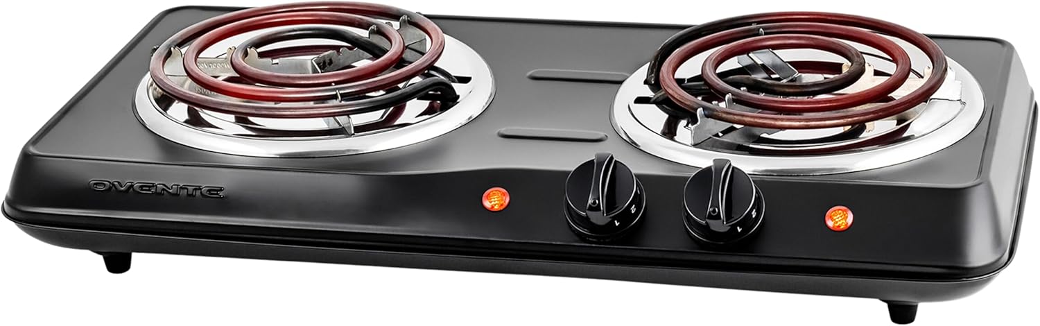 OVENTE Electric Countertop Double Burner for Effortless Cooking
