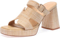 Monrovia Raffia Heeled Sandals for Women - Chunky Summer Wedge