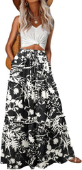 Lepunuo Womens Boho High Waisted Flowy Maxi Skirt - Comfortable Style